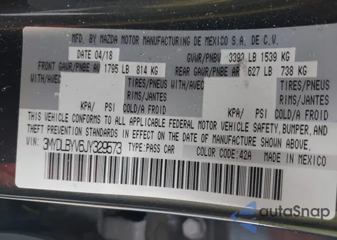 2018 Toyota Yaris Ia из США, поврежденный, VIN 3MYDLBYV6JY329573